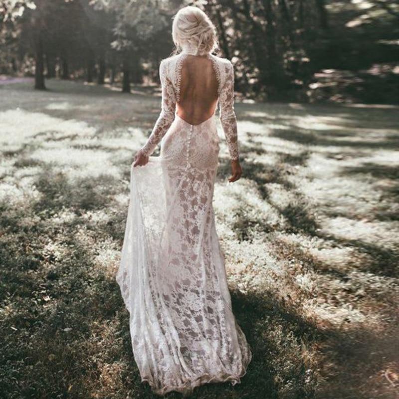 high neck backless wedding dress