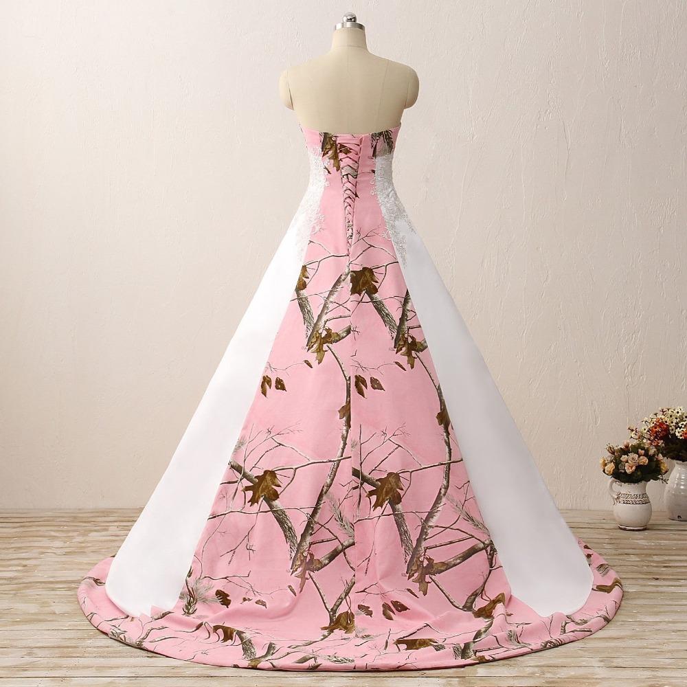 Pink Camo Wedding Dresses Sleeveless Sweetheart Lace Up Camouflage