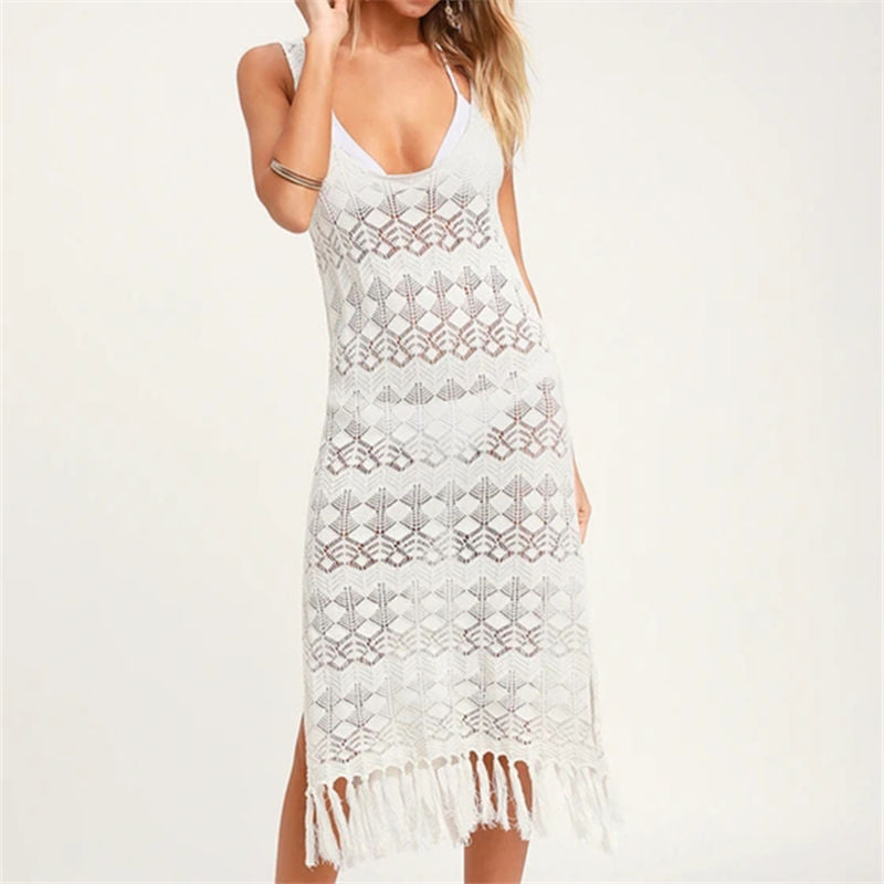 tassel crochet beach cover up