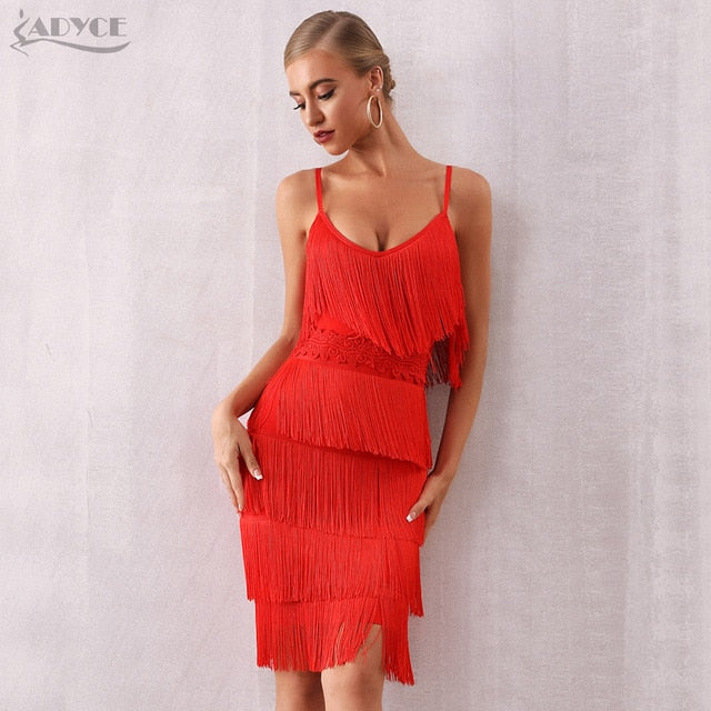 tassel red dress