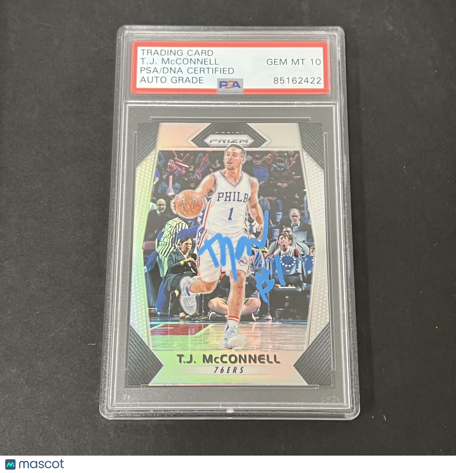 2017-18 Panini Prizm Basketball #5 T.J. McConnell signed card PSA Auto 10