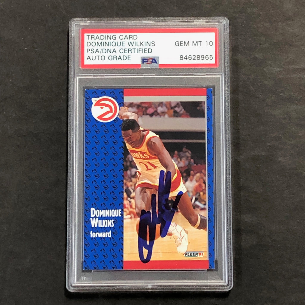 1991-92 Fleer #6 Dominique Wilkins Signed Card AUTO 10 PSA Slabbed