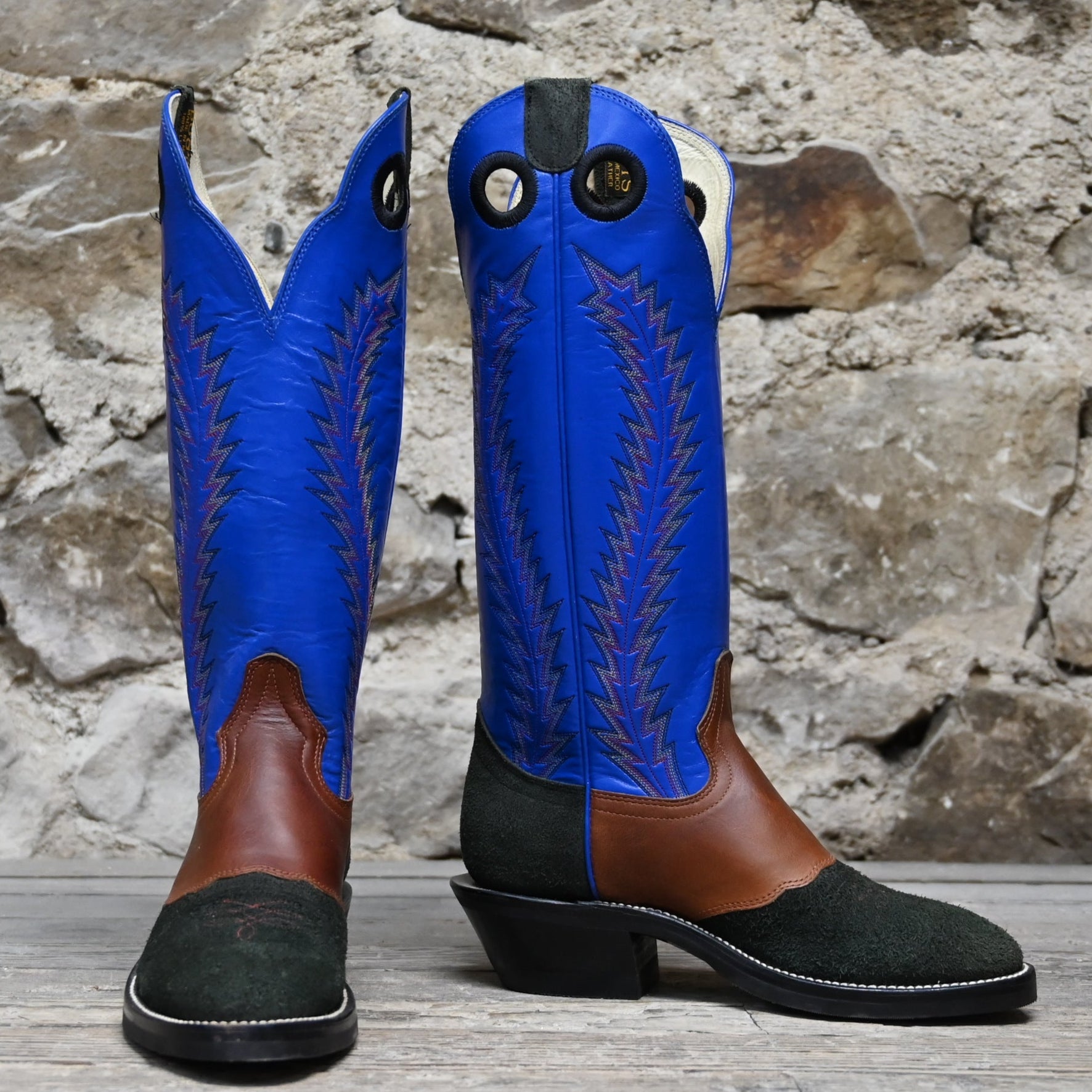 Hondo 16" Royal Blue Top with Black Rough Out Vamp and Brown Vamp Overlay