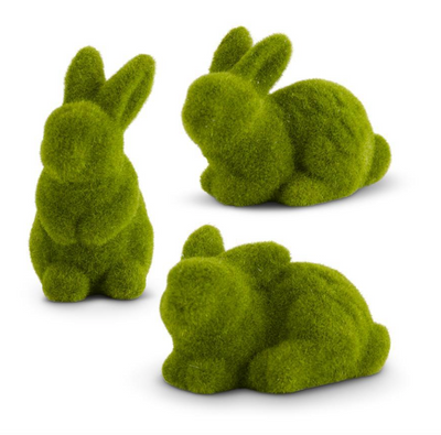 Mossy Flocked Bunny Set