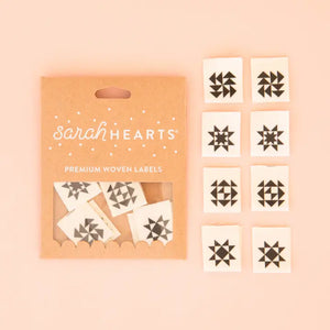 Sarah Hearts Labels: Black Quilt Block Multipack - Sew to Speak