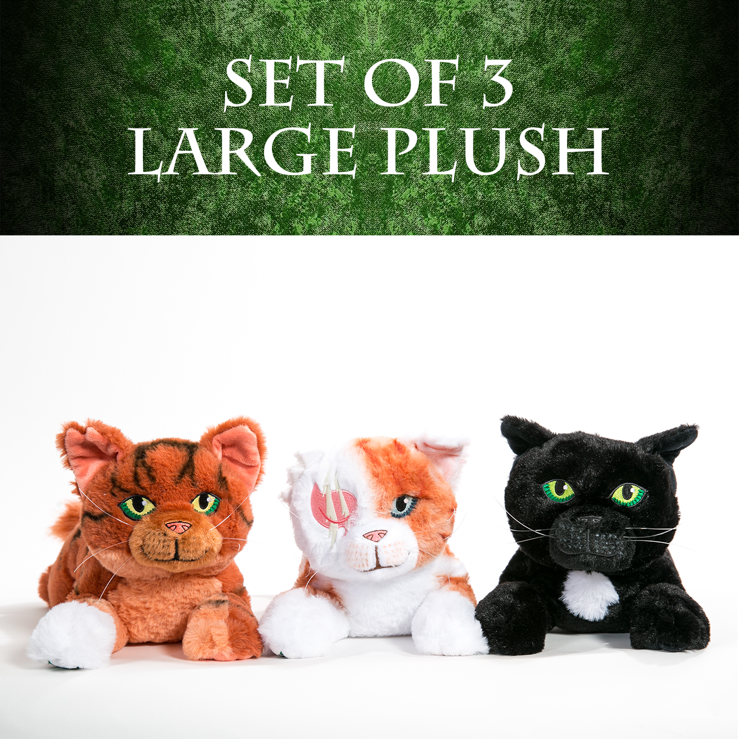 SET OF 3 LARGE PLUSH - Jayfeather, Graystripe and Firestar