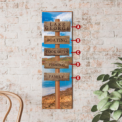 Personalized River Wood Directional Sign  Wall Art Print on Real Wood –  Mill Wood Art