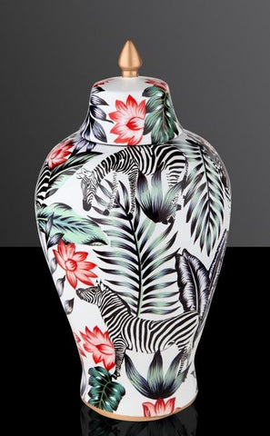 colorful vases with zebra pattern