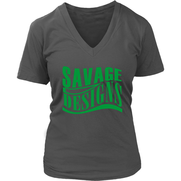 Savage Designs Warped Curve Green V-Neck- 8 Colors