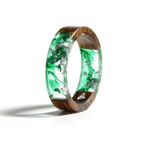 New Design Colorful Rings for Women Men Clear Wood Resin Ring Vintage Party Club Handmade