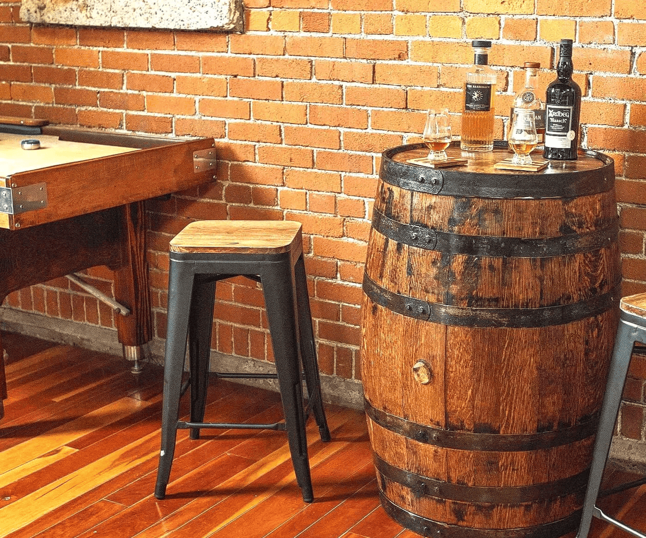 Mystic Barrel Furniture with Drinks on Top