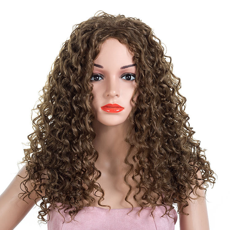 dark brown curly wig