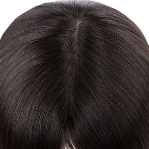 Dark Roots Highlights Wavy European Virgin Hair Wigs For White