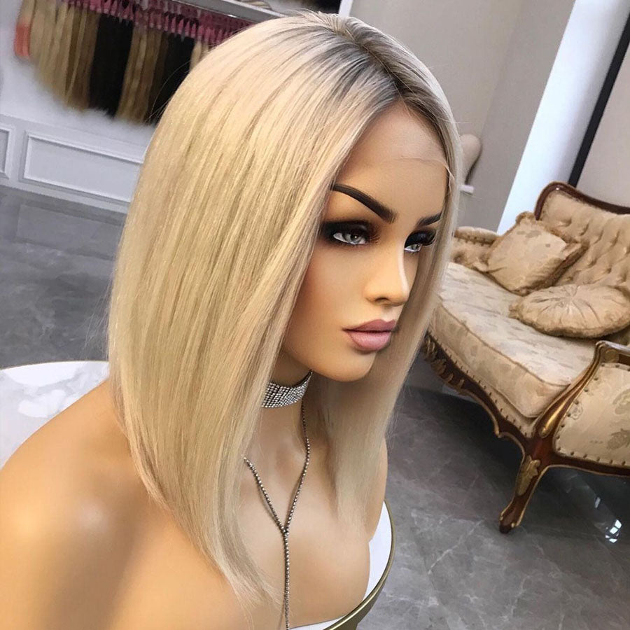 613 Blonde Ombre Short Bob Lace Front Wigs Full Lace Human Hair Wigs –  Mysecret wigs