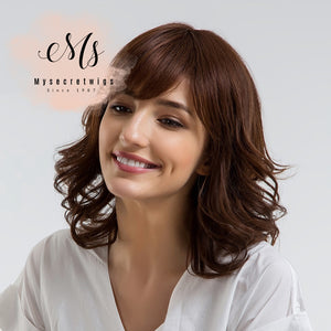 14 Inch Short Bouncy Curly Hair Wig With Bangs Shoulder Length