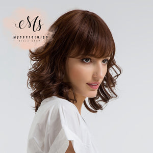 14 Inch Short Bouncy Curly Hair Wig With Bangs Shoulder Length