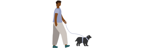 man walking dog