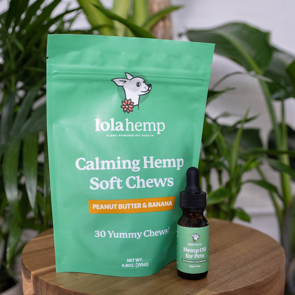 Lolahemp calming soft chews and 150mg hemp oil