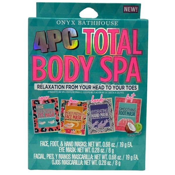 Body Spa - 4Pack Body Spa - From Your Head To Your Toes - Includes Face, Foot, Eye and Hand Masks