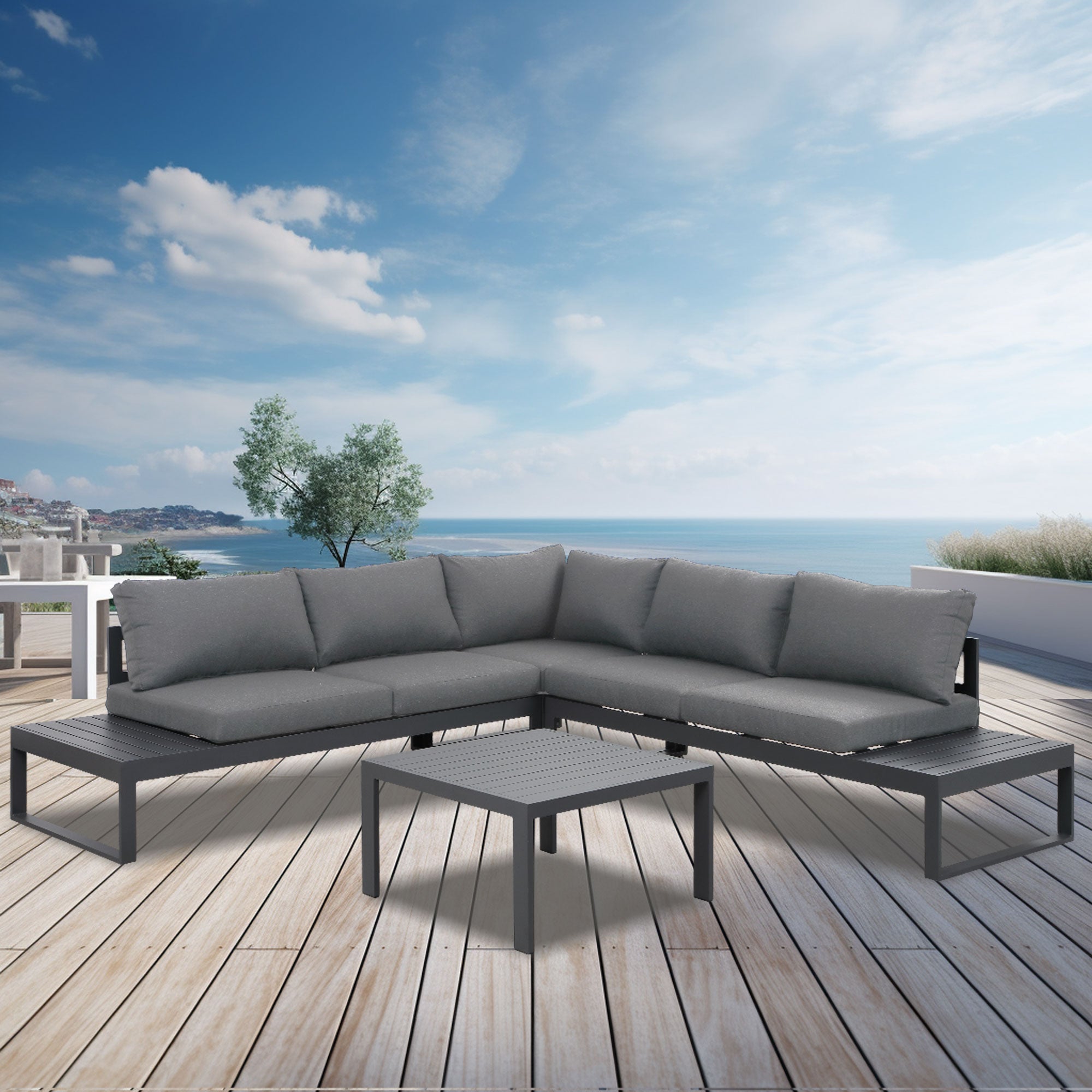 Hampton Charcoal Aluminium Sofa Lounge Set