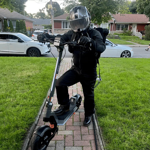 Apollo scooter user in full gear ready for action