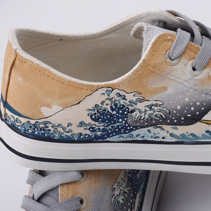 Hokusai Wave Hand painted shoes – Galartsy