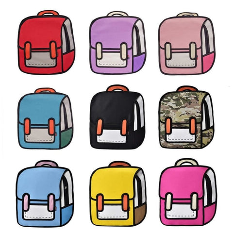 2D cartoon mini backpack