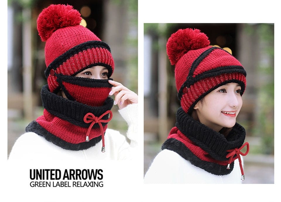 3 In 1 Women’s Winter Knitted Beanie