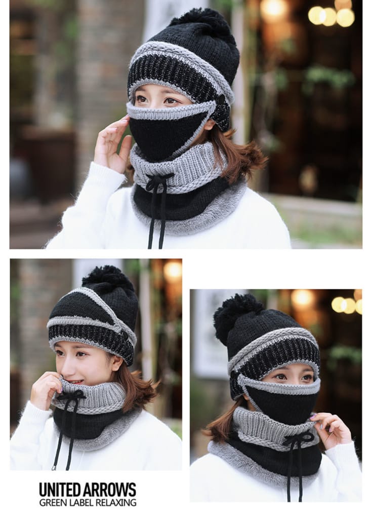 3 In 1 Women’s Winter Knitted Beanie