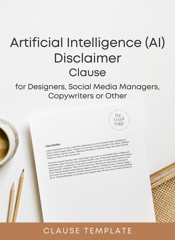 Artificial Intelligence (AI) Disclaimer Clause for Designers, Social Media Managers, Copywriters or Other