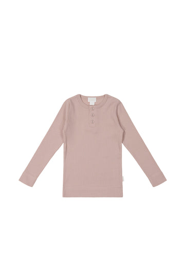 Cotton Scoop Neck Long Sleeve Top in What The Shell