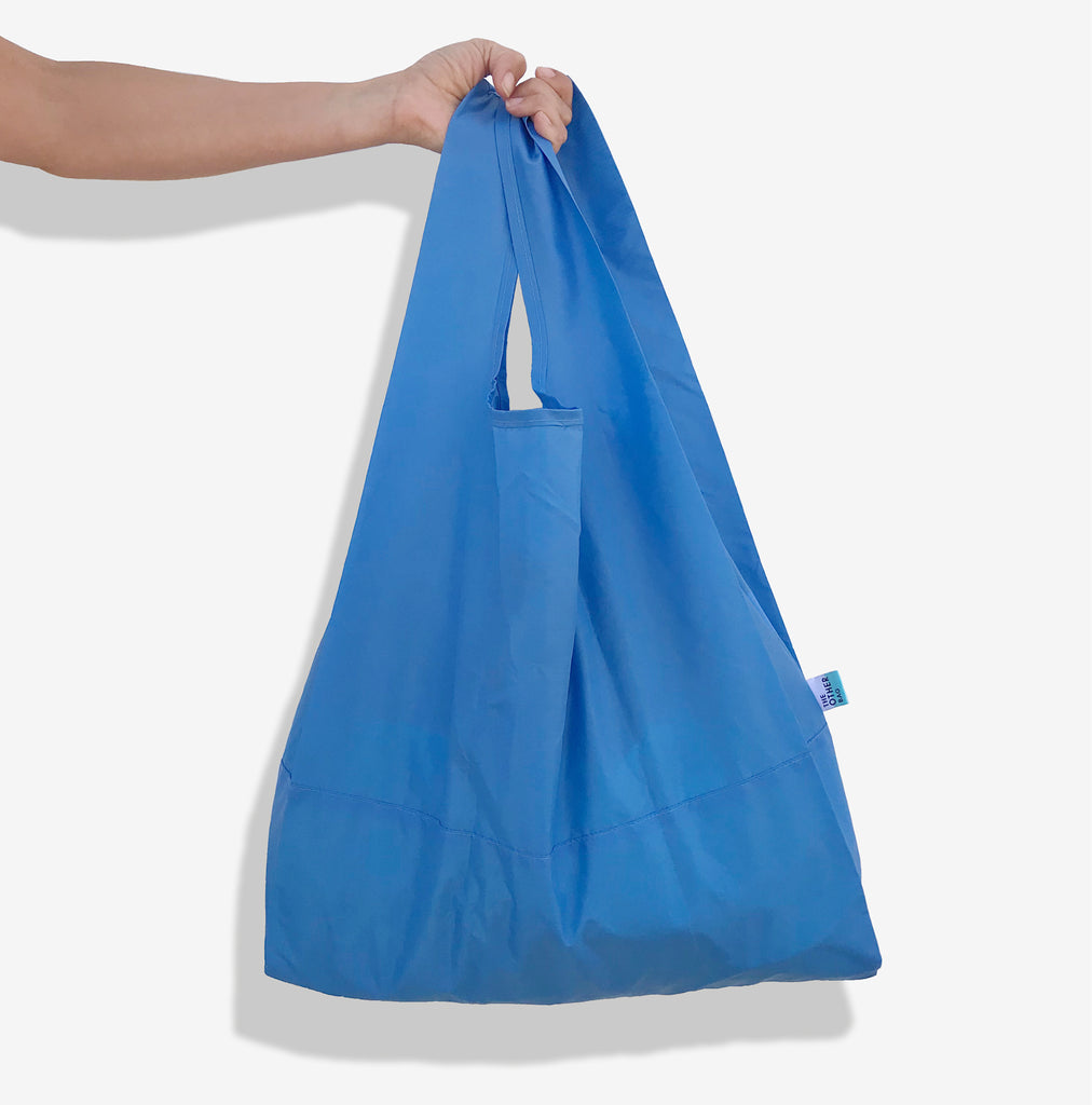 Econyl® Bondi blue foldable tote bag | The Other Bag