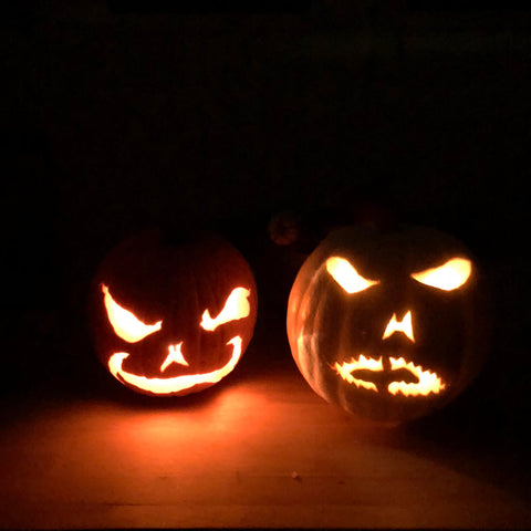 spooky glowing jack-o-lanterns