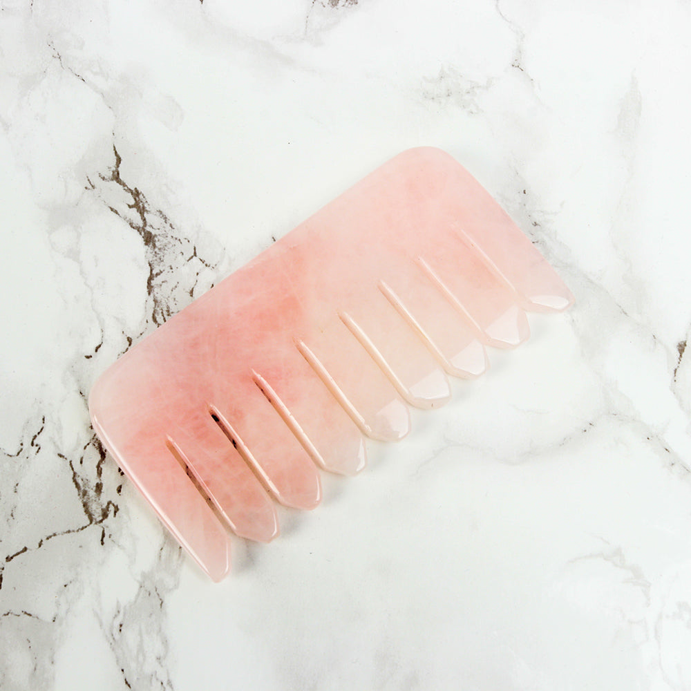 Rose Quartz Comb - Natural Chemical Free Crystal for Silky Luxurious Hair