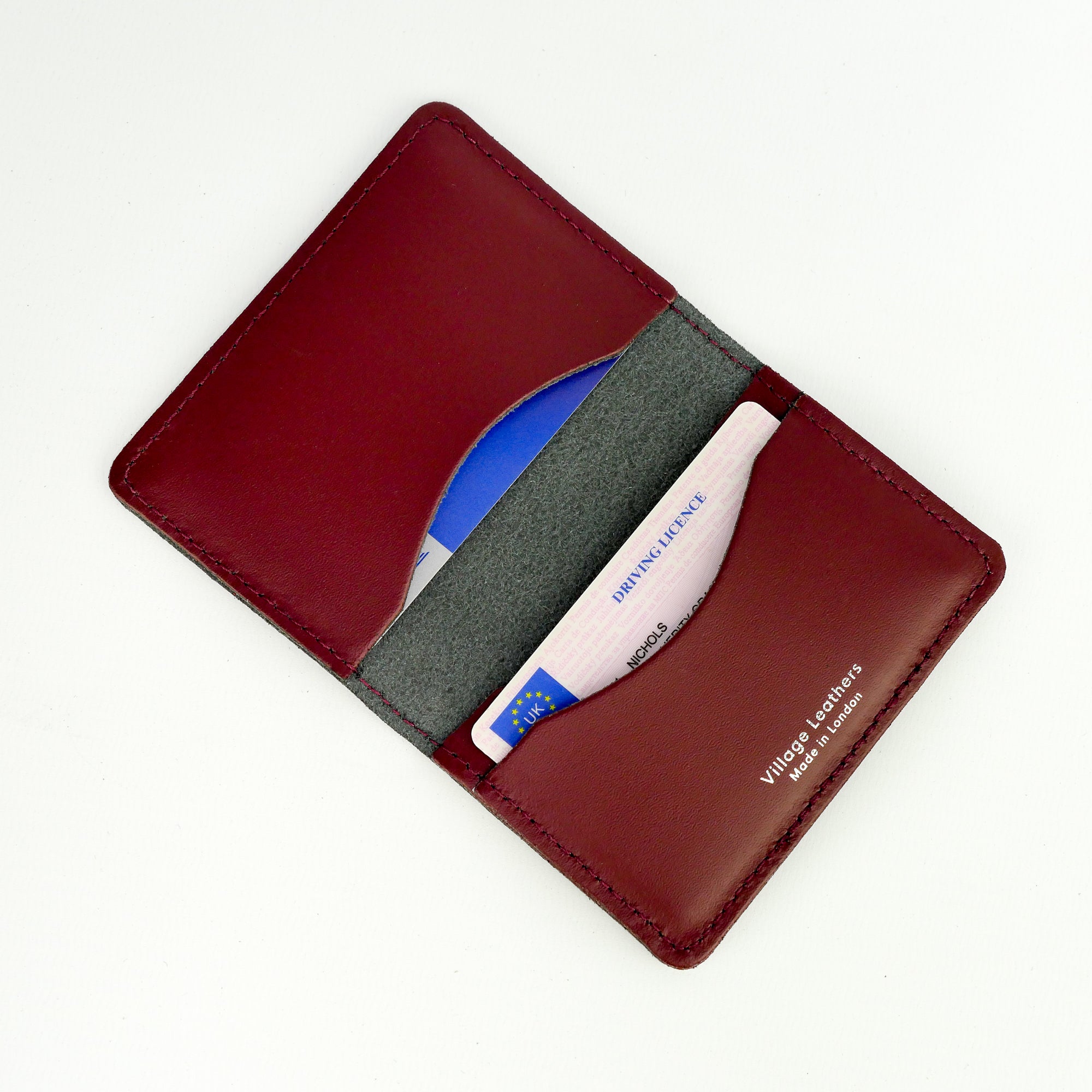 Card Holder Burgundy Leather | Travel & Credit Cards Leather Wallet –  Village Leathers