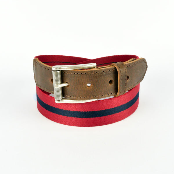 Leather Navy Webbing Belt | 35mm Rigid Webbing Belt | Red Webbing Belt ...
