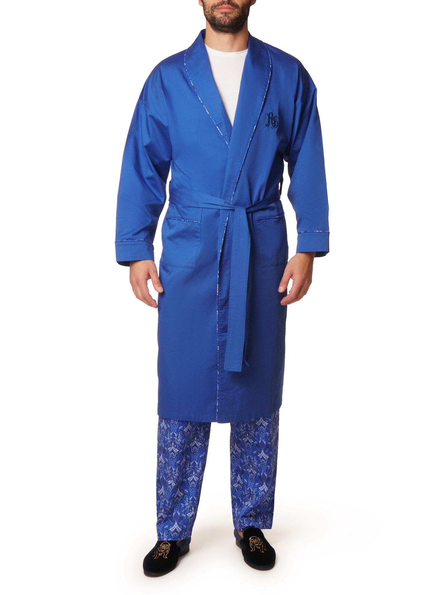 Shop Robert Graham Printed Drink Robe In Navy