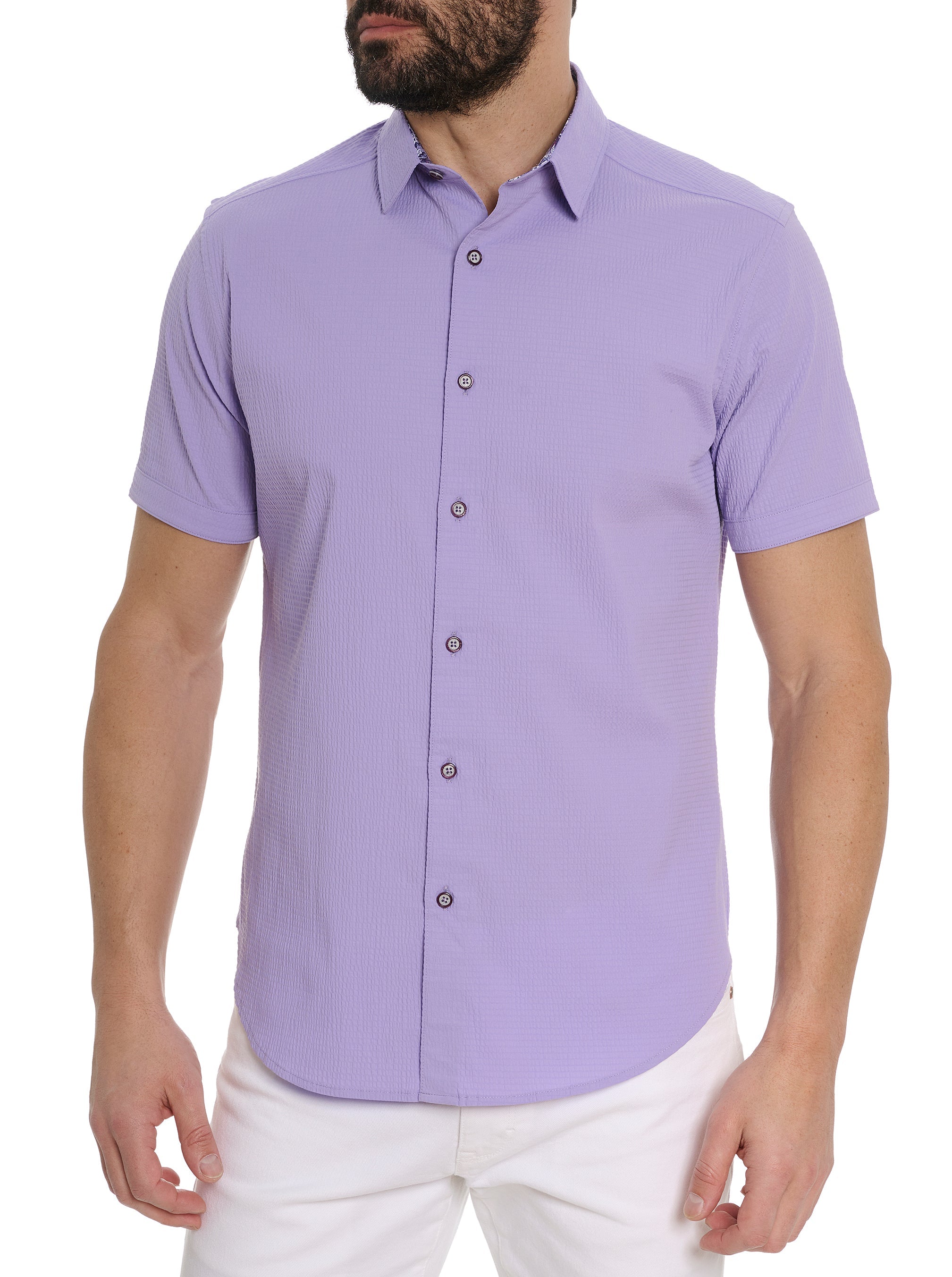 Robert Graham Stetson Short Sleeve Button Down Shirt In Purple