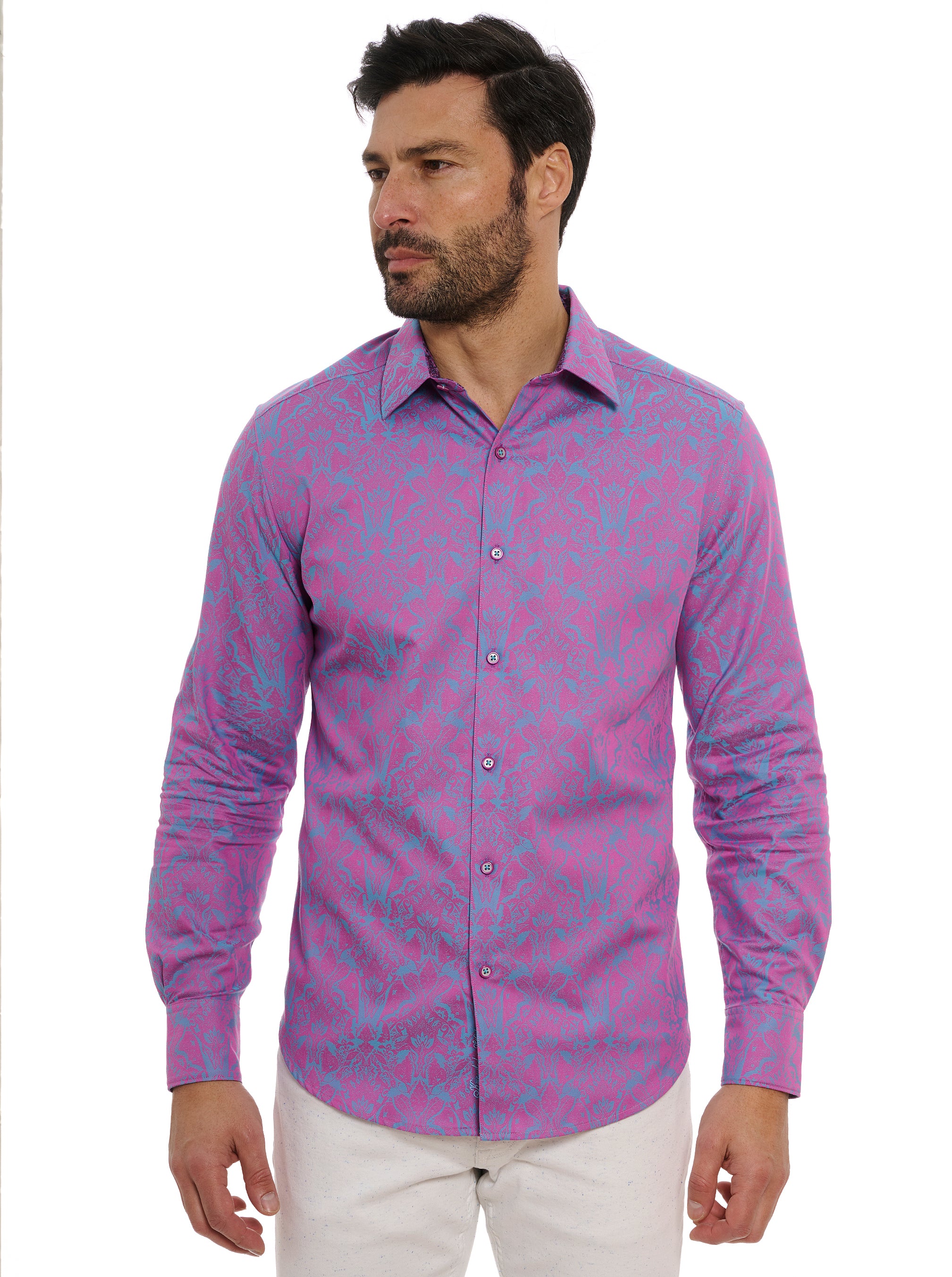 Shop Robert Graham Highland Long Sleeve Button Down Shirt In Magenta