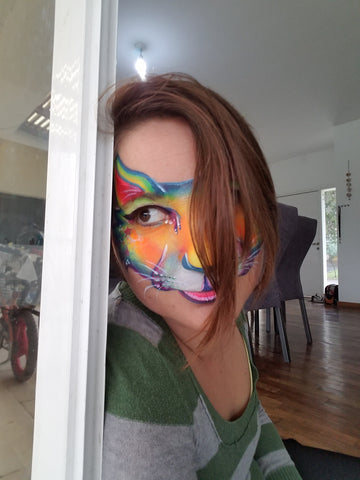 Anna Wilinski Jest Paint Cat Looking Out Window- face painting cat makeup