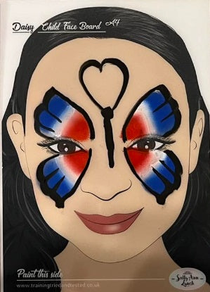 Chaim Taraselli Face Painting - Red White and Blue Butterfly Design