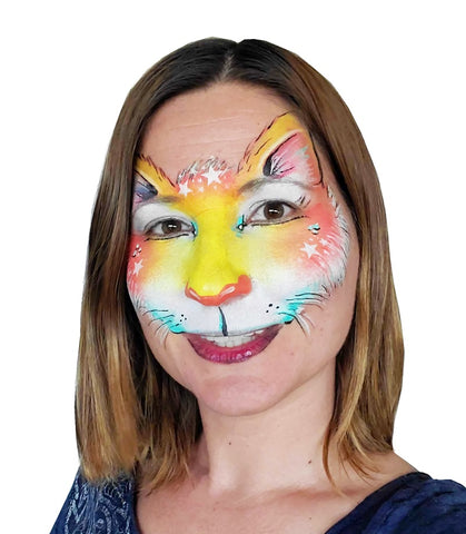 Anna Wilinski Cat with stars peach and yellow and teal Face Painting