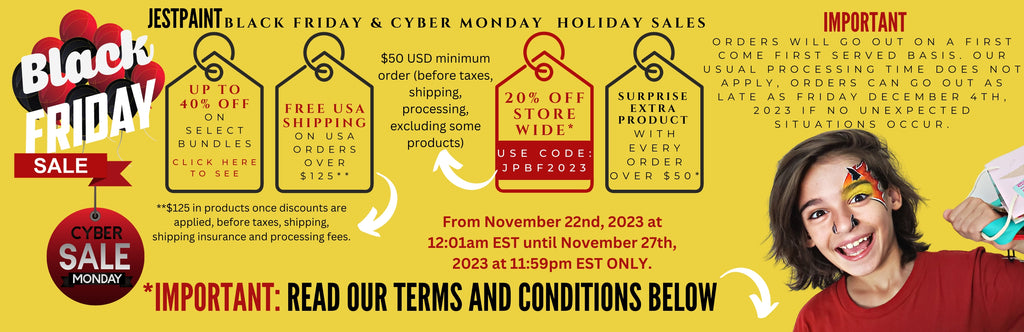 Black Friday and Cyber Monday Sale at Jest Paint - Terms and Conditions - You can read them on the text below this image.