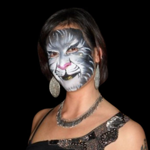 Black cat face painting design by Anna Wilinski