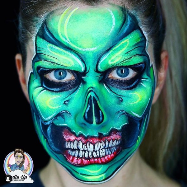 Monster Green Face Paint Tutorial, Halloween Face Art