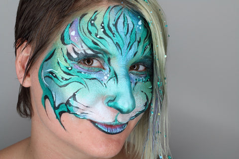 Blue tiger face painting