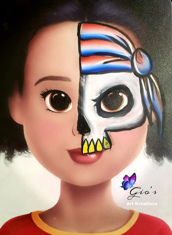 Gio Guzman Face painting Skull with Bandana