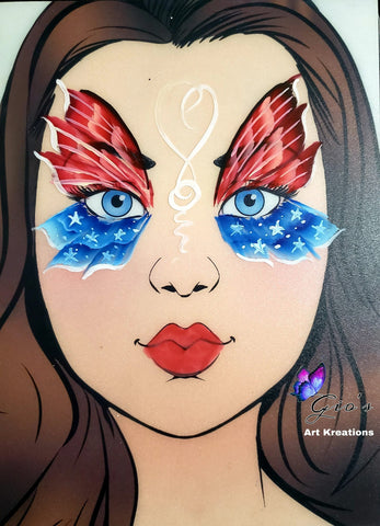 Gio Guzman's face painting butterfly design for 4th of July
