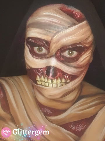 Gemma Mc Evoy of Glitter Gem Face Painting Created this Scary Mummy