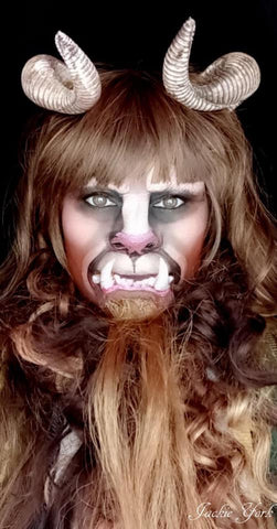 Jackie York Make-Up Your Mind (photo is me) beast with horns face paint and prosthetics idea